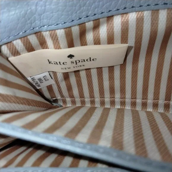 Kate Spade New York Zip Around Wallet, Travel Organizer, Pebbled Blue Leather - Picture 7 of 9